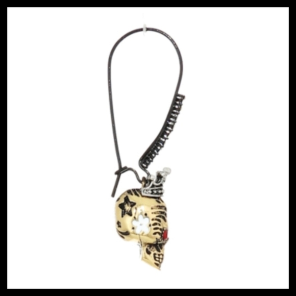 Betsey Johnson Skull Shepherd Hoop Drop Earrings - Picture 7 of 11